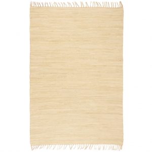 Ručno tkani tepih Chindi od pamuka 80 x 160 cm krem boje