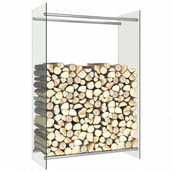 Stalak za drva za ogrjev prozirni 80 x 35 x 120 cm stakleni