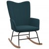 Stolica za ljuljanje plava baršunasta