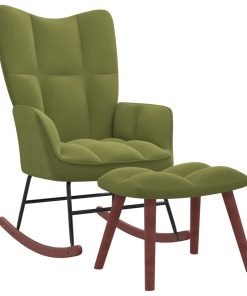 Stolica za ljuljanje s osloncem za noge svjetlozelena baršun