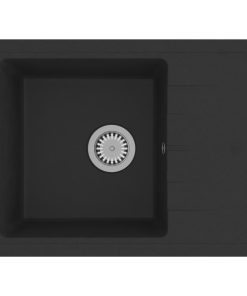 Sudoper s otvorom protiv prelijevanja ovalni crni granitni