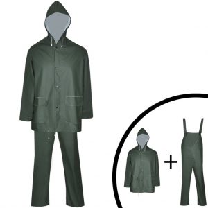 Vodootporno Dvodijelno Kišno Odijelo sa Kapuljačom Zeleno L