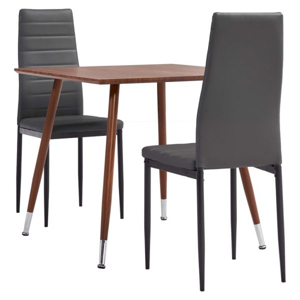 3054106 3 Piece Dining Set Faux Leather Grey(248314+282581)