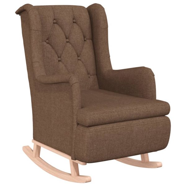Fotelja s nogama za ljuljanje od kaučukovca smeđa od tkanine
