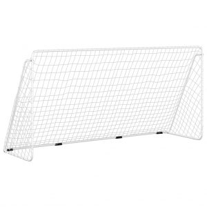 Nogometni gol s mrežom bijeli 366 x 122 x 182 cm čelčni
