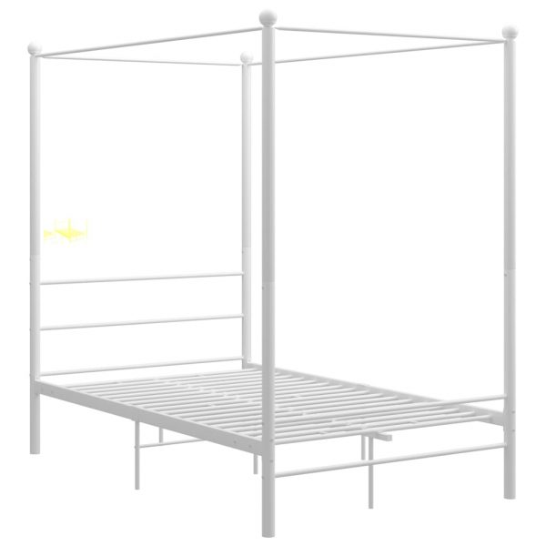 Okvir za krevet s nadstrešnicom bijeli metalni 140 x 200 cm