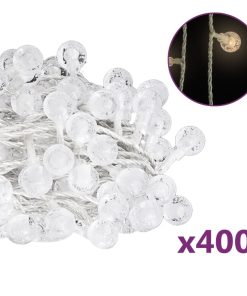 Vilinska svjetla okrugla 40 m 400 LED toplo bijela 8 funkcija
