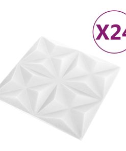 3D zidni paneli 24 kom 50 x 50 cm origami bijeli 6 m²