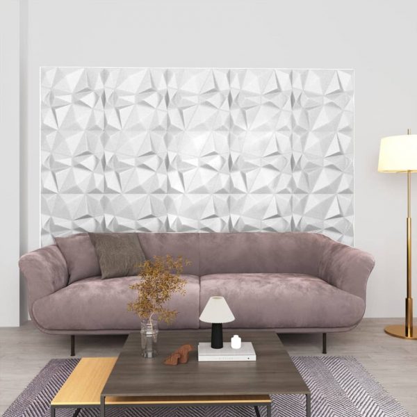 3D zidni paneli 48 kom 50 x 50 cm dijamantno bijeli 12 m²