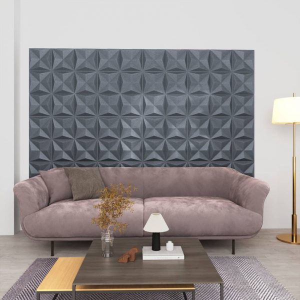 3D zidni paneli 48 kom 50 x 50 cm origami sivi 12 m²