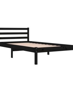 810424 Bed Frame Solid Wood Pine 100x200 cm Black