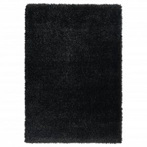 Čupavi tepih s visokim vlaknima crni 140 x 200 cm 50 mm