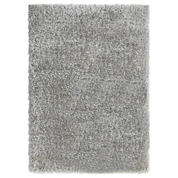 Čupavi tepih s visokim vlaknima sivi 120 x 170 cm 50 mm