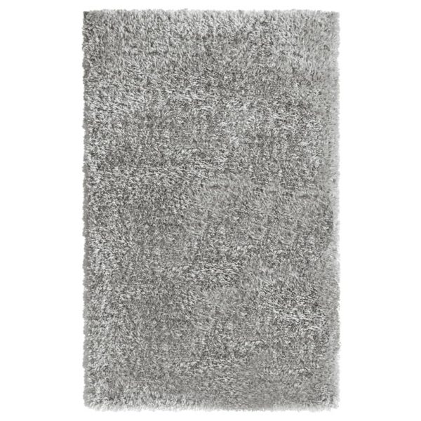 Čupavi tepih s visokim vlaknima sivi 200 x 290 cm 50 mm