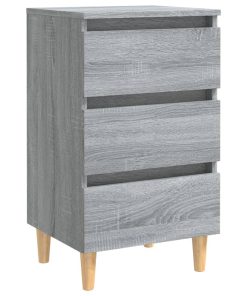 Noćni ormarić s drvenim nogama boja sivog hrasta 40x35x69 cm