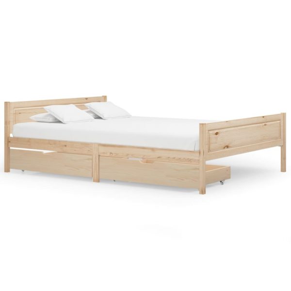 Okvir za krevet s 2 ladice 120 x 200 cm od masivne borovine