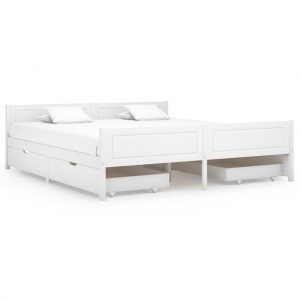 Okvir za krevet s 4 ladice bijeli 180 x 200 cm masivna borovina