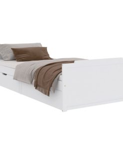 Okvir za krevet s ladicama bijeli 90 x 200 cm masivna borovina