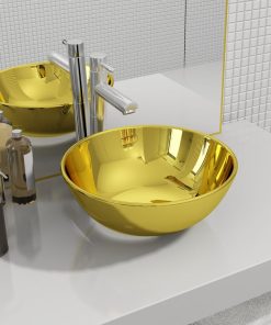 Umivaonik 28 x 10 cm keramički zlatni