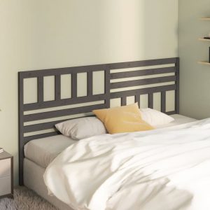 Uzglavlje za krevet sivo 186 x 4 x 100 cm od masivne borovine