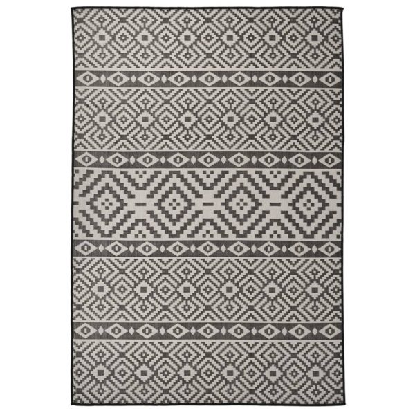 Vanjski tepih ravnog tkanja 160 x 230 cm crne pruge