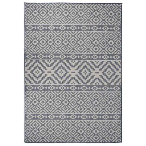 Vanjski tepih ravnog tkanja 160 x 230 cm plave pruge