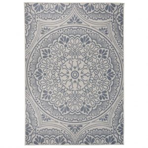 Vanjski tepih ravnog tkanja 160 x 230 cm plavi s uzorkom