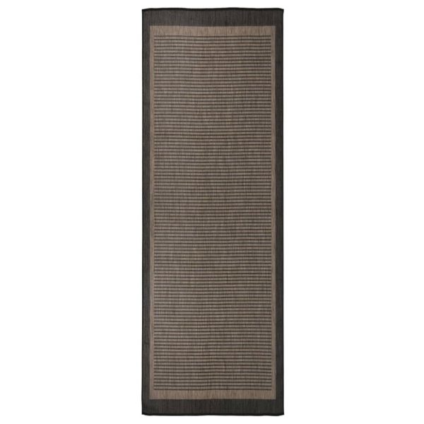 Vanjski tepih ravnog tkanja 80 x 250 cm tamnosmeđi