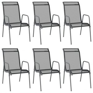 Vrtne stolice 6 kom od čelika i tekstilena crne
