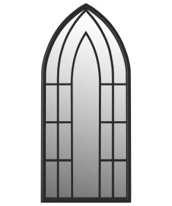 Vrtno ogledalo crno 100 x 45 cm željezno za vanjsku upotrebu