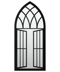 Vrtno ogledalo crno 100 x 45 cm željezno za vanjsku upotrebu