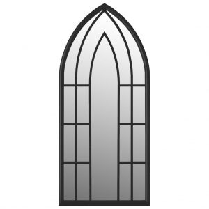 Vrtno ogledalo crno 70 x 30 cm željezno za vanjsku upotrebu