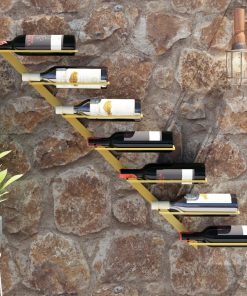 Zidni stalak za vino za 7 boca zlatni metalni