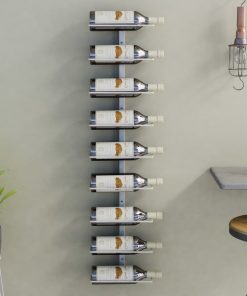Zidni stalak za vino za 9 boca bijeli željezni
