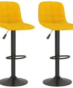 Barski stolci 2 kom žuti baršunasti
