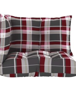 Jastuci za sofu od paleta 3 kom crveni karirani od tkanine