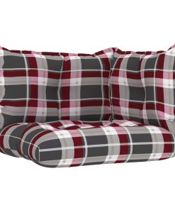 Jastuci za sofu od paleta 3 kom crveni karirani od tkanine