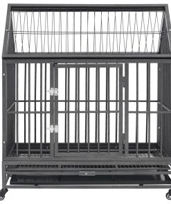 Kavez za pse s kotačima i krovom čelični 92 x 62 x 106 cm