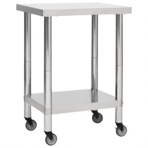 Kuhinjski radni stol s kotačima 60x30x85 cm nehrđajući čelik