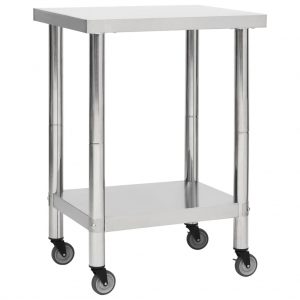 Kuhinjski radni stol s kotačima 60x45x85 cm nehrđajući čelik