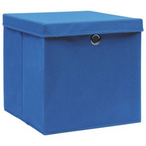 Kutije za pohranu s poklopcima 4 kom plave 32x32x32 cm tkanina