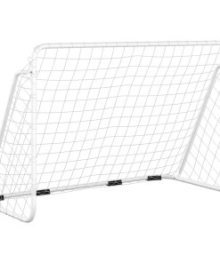 Nogometni gol s mrežom bijeli 180 x 90 x 120 cm čelčni