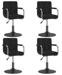 Okretne blagovaonske stolice 4 kom crne baršunaste