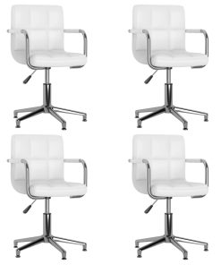 Okretne blagovaonske stolice od umjetne kože 4 kom bijele