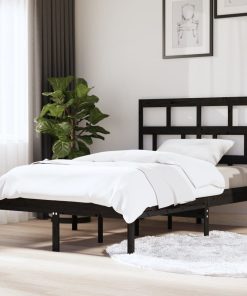 Okvir za krevet od masivne borovine crni 140 x 200 cm