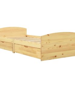 Okvir za krevet s 2 ladice 90 x 200 cm od masivne borovine