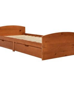 Okvir za krevet s 2 ladice boja meda 90 x 200 cm od borovine