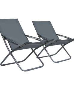 Sklopive stolice za plažu od tkanine 2 kom sive