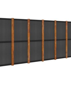 Sobna pregrada sa 6 panela crna 420 x 180 cm
