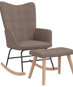 Stolica za ljuljanje s osloncem za noge smeđe-siva od tkanine